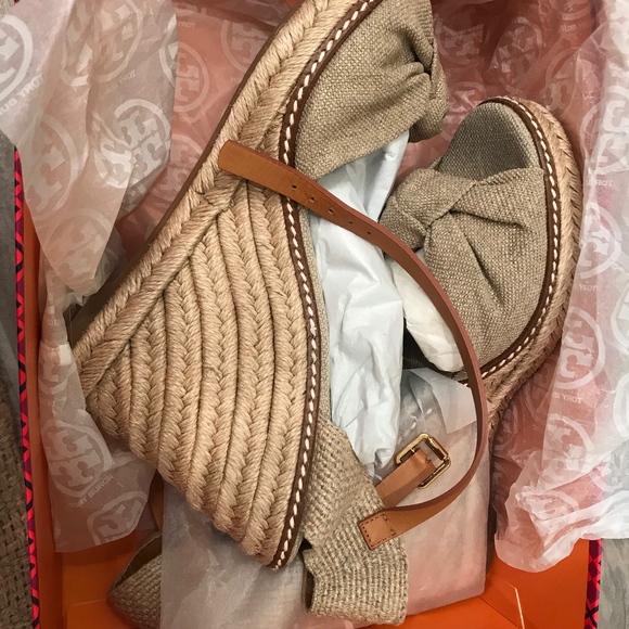 Tory Burch Macy Gold/Natural Linen Espadrilles 9.5 - Picture 7 of 8